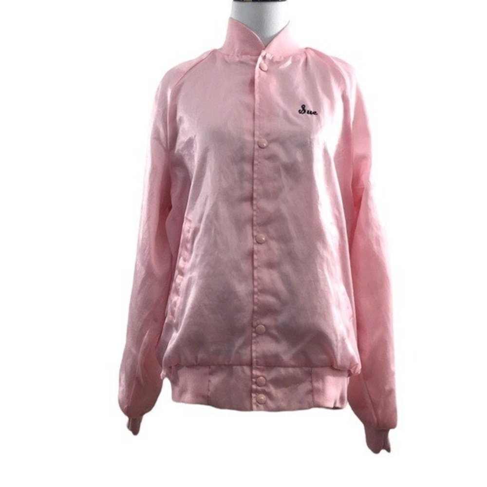West‎ Ark USA Vintage Sue Pink Ladies Grease Button Bomber Jacket Womens Small